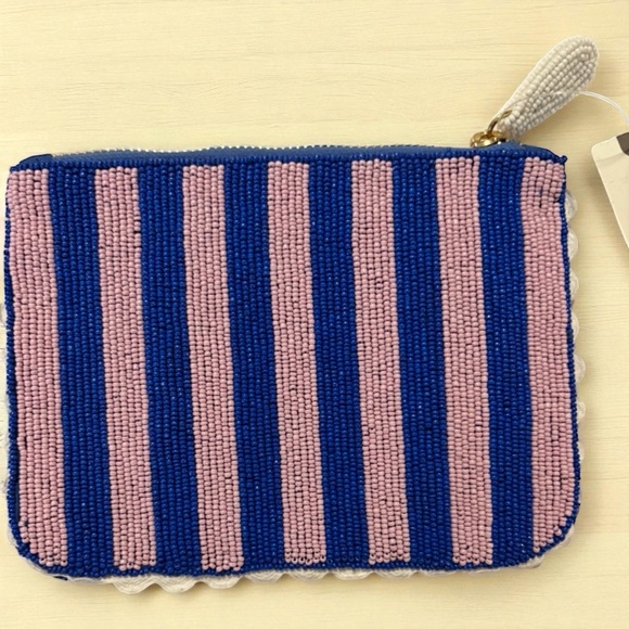 NWT Anthropologie 2025 Beaded Striped Monogram Pouch Letter “S” - Picture 2 of 3